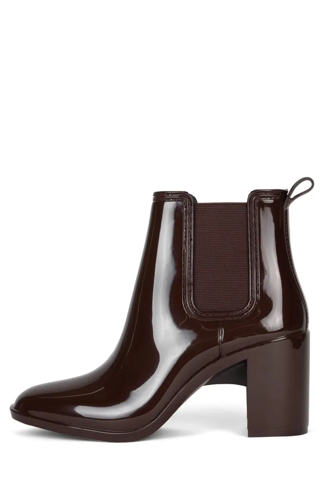 Women Rain Boots Jeffrey Campbell HURRICANE2 Brown Shiny