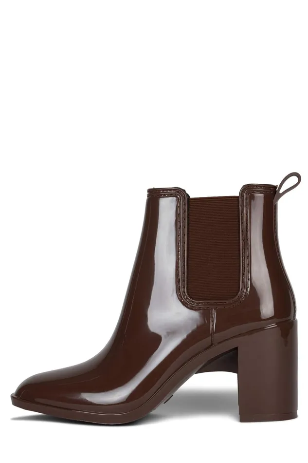 Women Rain Boots Jeffrey Campbell HURRICANE2 Brown Shiny