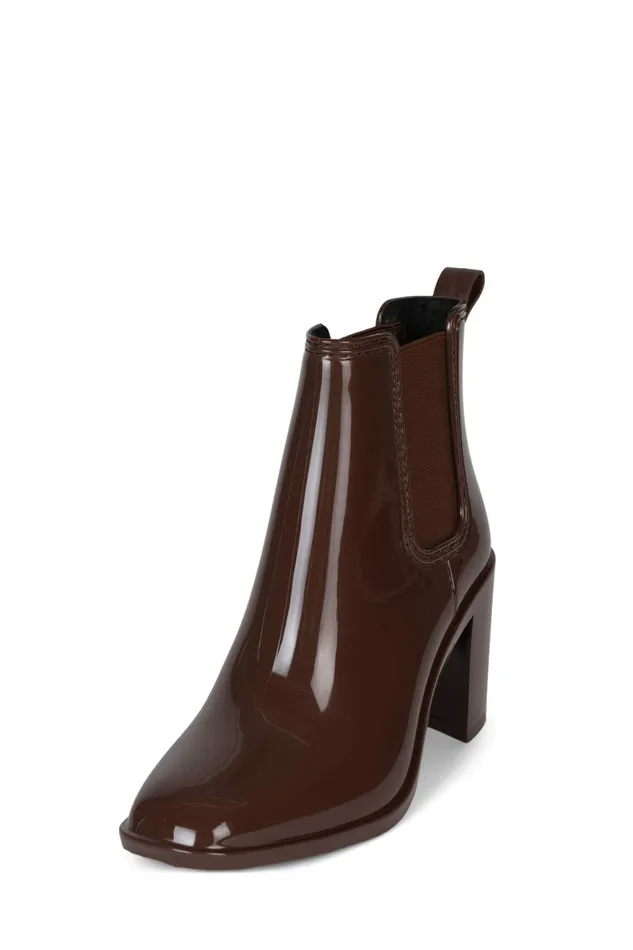 Women Rain Boots Jeffrey Campbell HURRICANE2 Brown Shiny