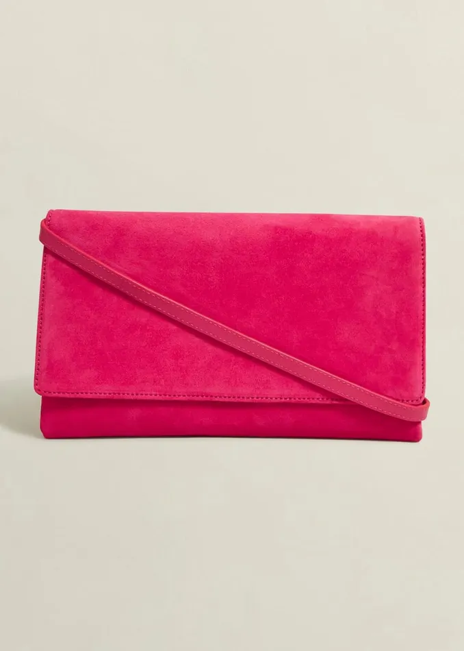 Women Renata Suede Clutch Zinnia Pink Hobbs Bags