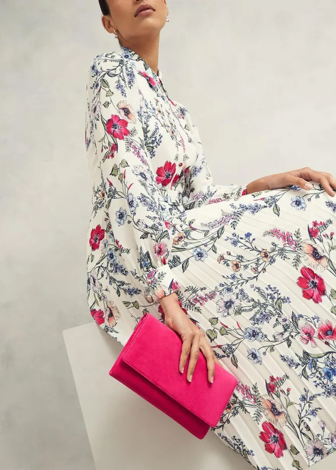 Women Renata Suede Clutch Zinnia Pink Hobbs Bags