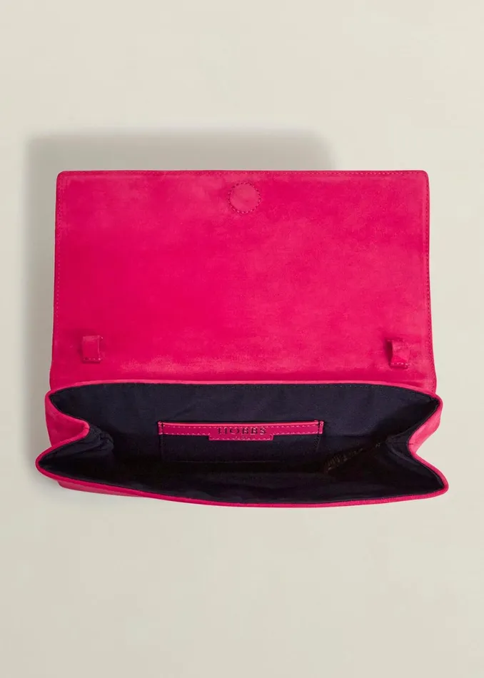 Women Renata Suede Clutch Zinnia Pink Hobbs Bags