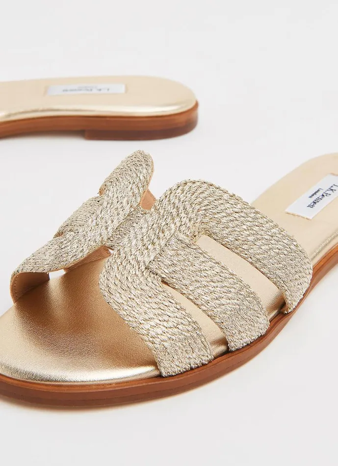 Women Riley Gold Rope Flat Mules Gold LKBennett Flats Women Riley Gold Rope Flat Mules Gold LKBennett Flats