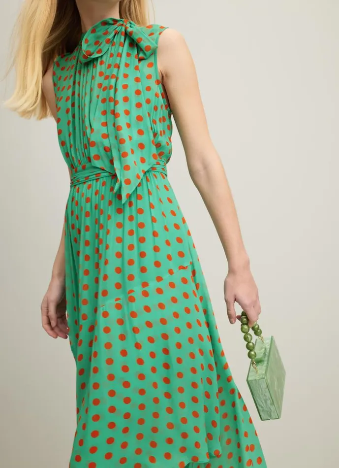 Women Robyn Green And Red Spot Print Dress Green LKBennett Dresses Women Robyn Green And Red Spot Print Dress Green LKBennett Dresses