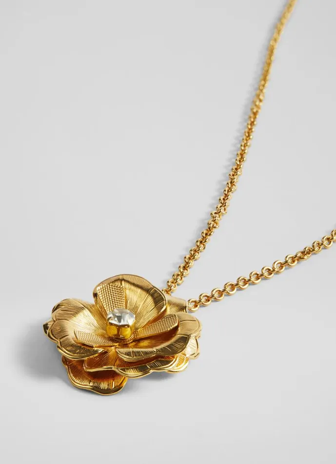 Women Rose Crystal And Gold Flower Necklace LKBennett Jewellery Women Rose Crystal And Gold Flower Necklace LKBennett Jewellery