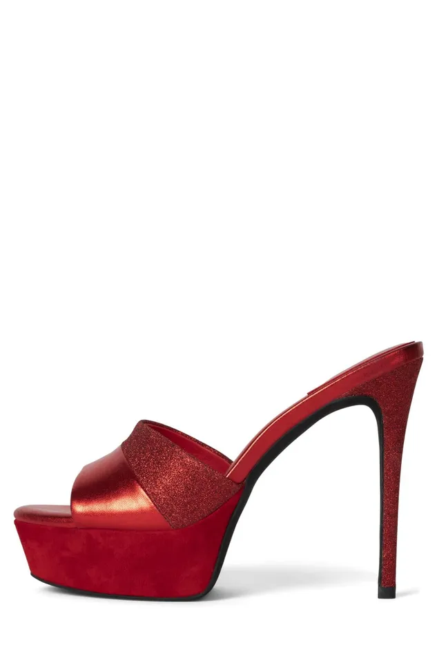 Women Sandal Jeffrey Campbell BORDERLINE Red Glitter Combo
