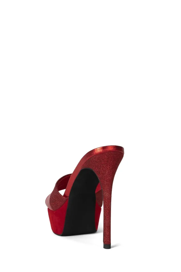 Women Sandal Jeffrey Campbell BORDERLINE Red Glitter Combo