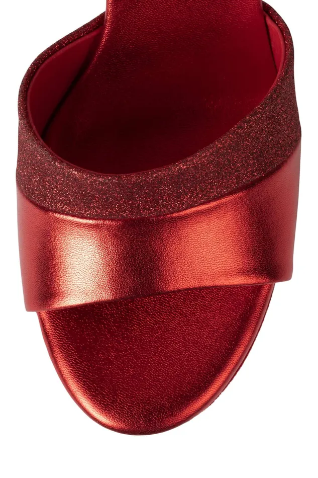 Women Sandal Jeffrey Campbell BORDERLINE Red Glitter Combo