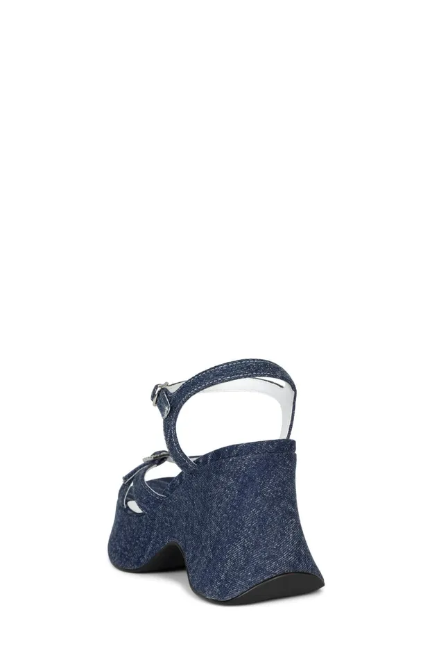 Women Sandal Jeffrey Campbell THROWBACK Dark Blue Denim Silver