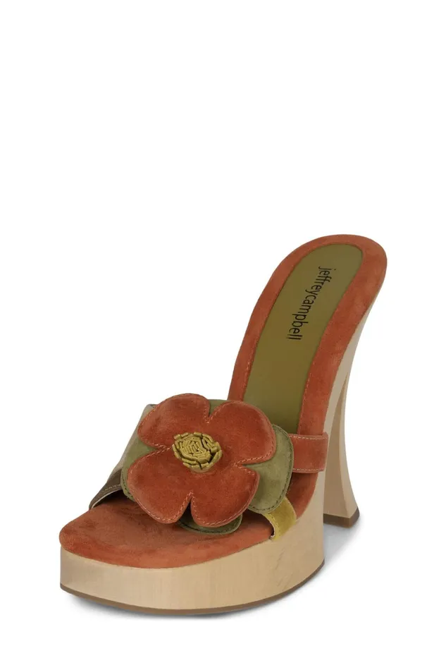Women Sandal Jeffrey Campbell UGROWGRL Brown Khaki Suede Combo