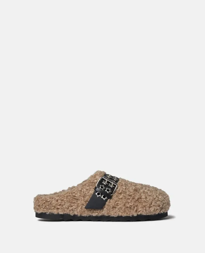 Women Sandals Stella McCartney Elyse Studded Strap Backless Clogs Sand Dune