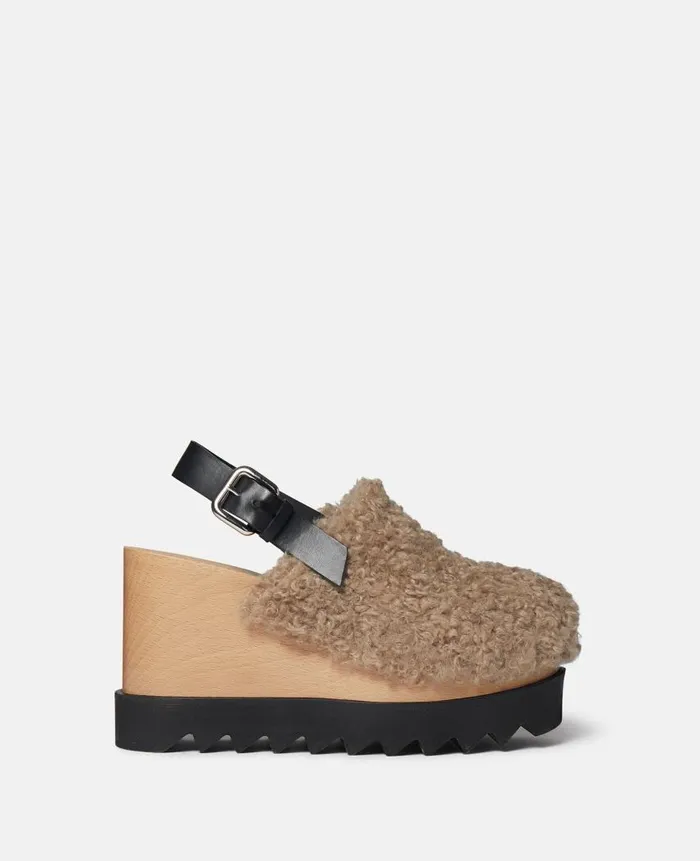 Women Sandals Stella McCartney Elyse Teddy Slingback Platform Clogs Sand Dune