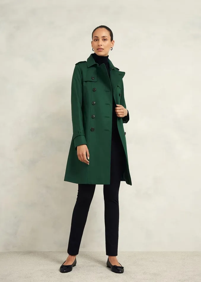 Women Saskia Shower Resistant Trench Coat Bay Green Hobbs Coats and Jackets