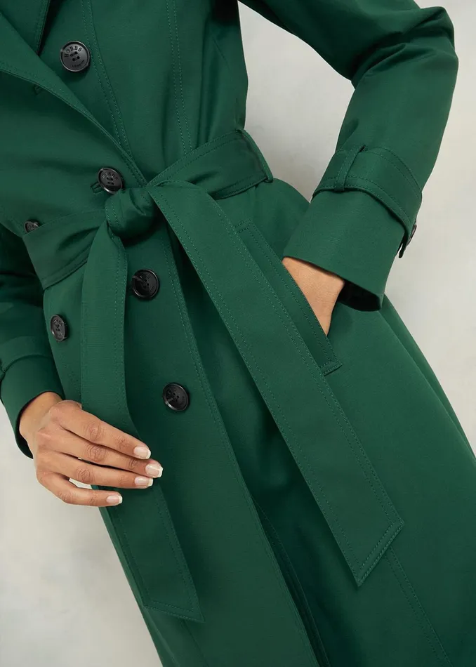 Women Saskia Shower Resistant Trench Coat Bay Green Hobbs Coats and Jackets