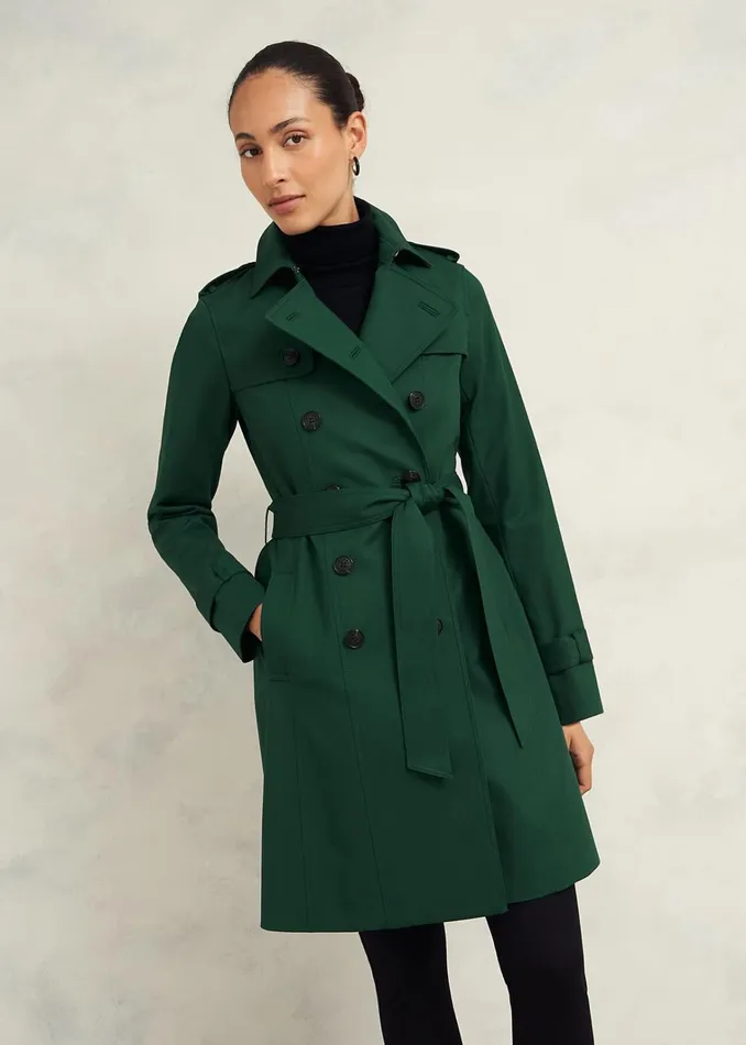 Women Saskia Shower Resistant Trench Coat Bay Green Hobbs Coats and Jackets