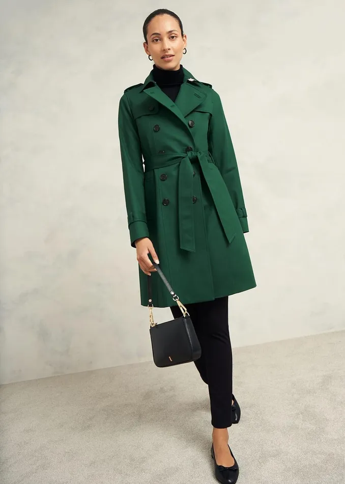 Women Saskia Shower Resistant Trench Coat Bay Green Hobbs Coats and Jackets
