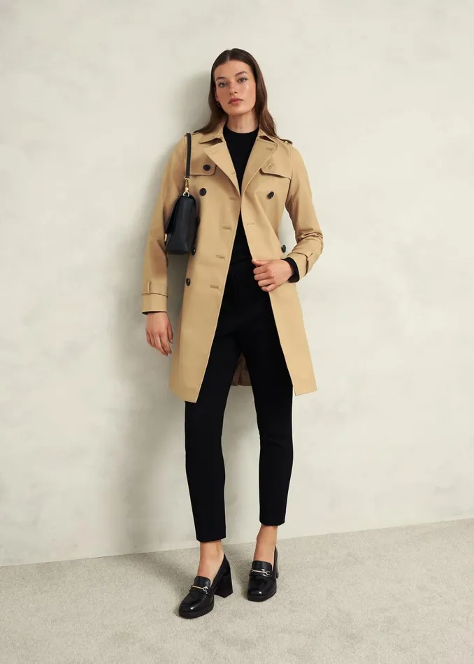 Women Saskia Shower Resistant Trench Coat Tan Hobbs Coats and Jackets