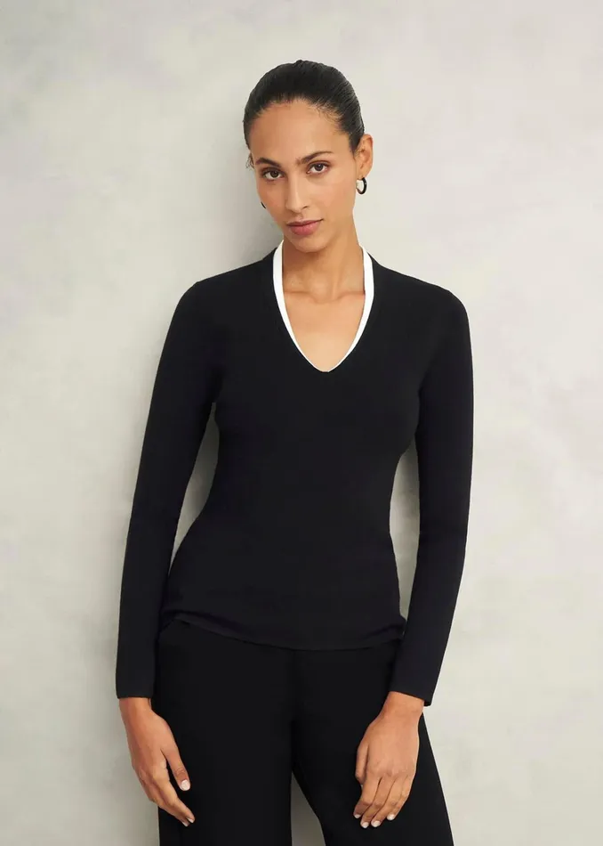 Women Scarlett Knitted Top Black Ivory Hobbs Jumpers and Cardigans