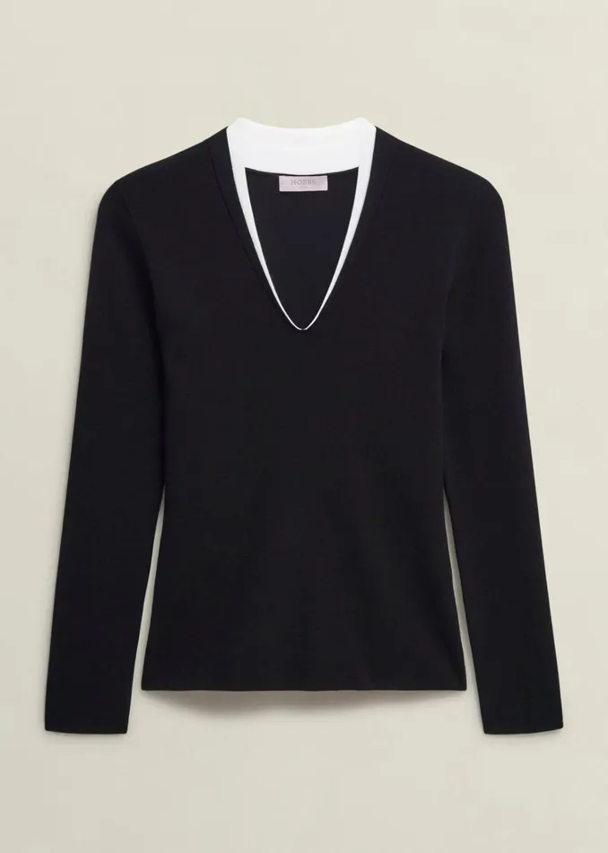 Women Scarlett Knitted Top Black Ivory Hobbs Jumpers and Cardigans