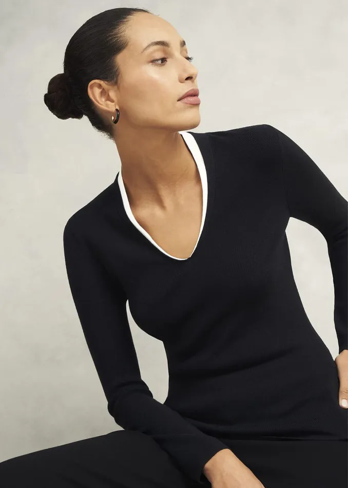 Women Scarlett Knitted Top Black Ivory Hobbs Jumpers and Cardigans