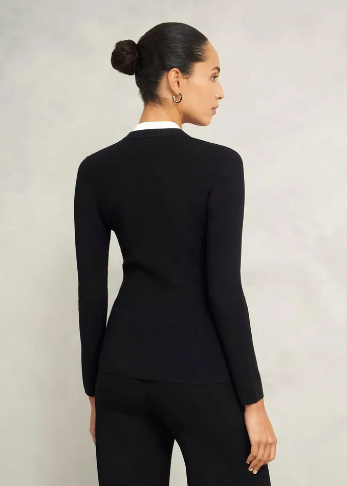 Women Scarlett Knitted Top Black Ivory Hobbs Jumpers and Cardigans