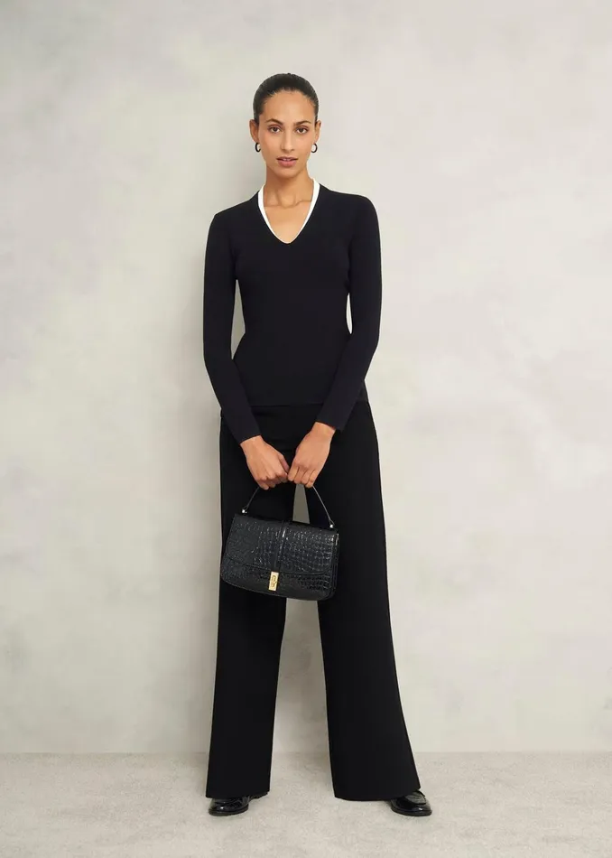 Women Scarlett Knitted Top Black Ivory Hobbs Jumpers and Cardigans