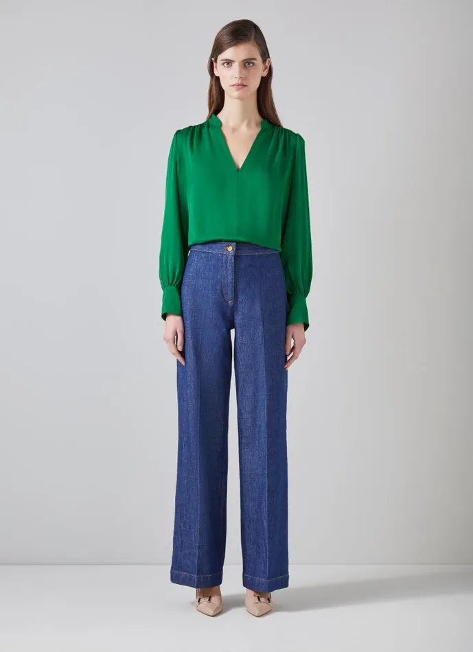 Women Selina Green Collarless Blouse Green LKBennett Tops