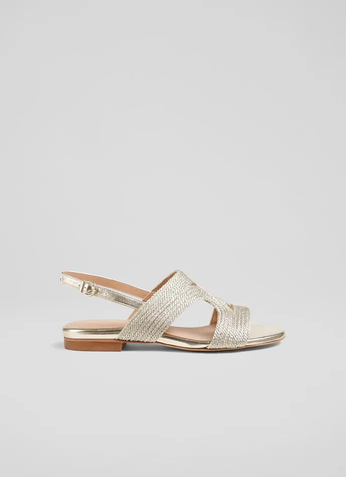 Women Serena Gold Metallic Yarn Sandal Gold LKBennett Flats