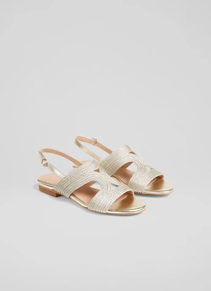 Women Serena Gold Metallic Yarn Sandal Gold LKBennett Flats
