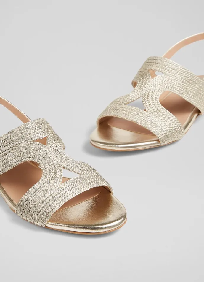 Women Serena Gold Metallic Yarn Sandal Gold LKBennett Flats