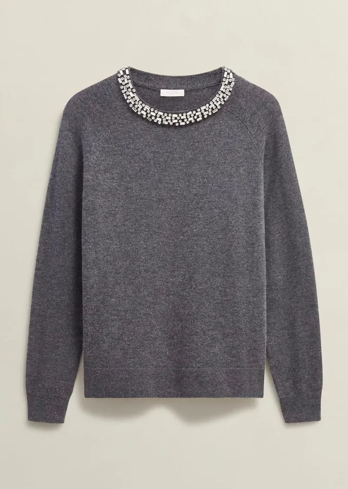Women Sherry Jumper With Cashmere Charcoal Grey Hobbs Jumpers and Cardigans