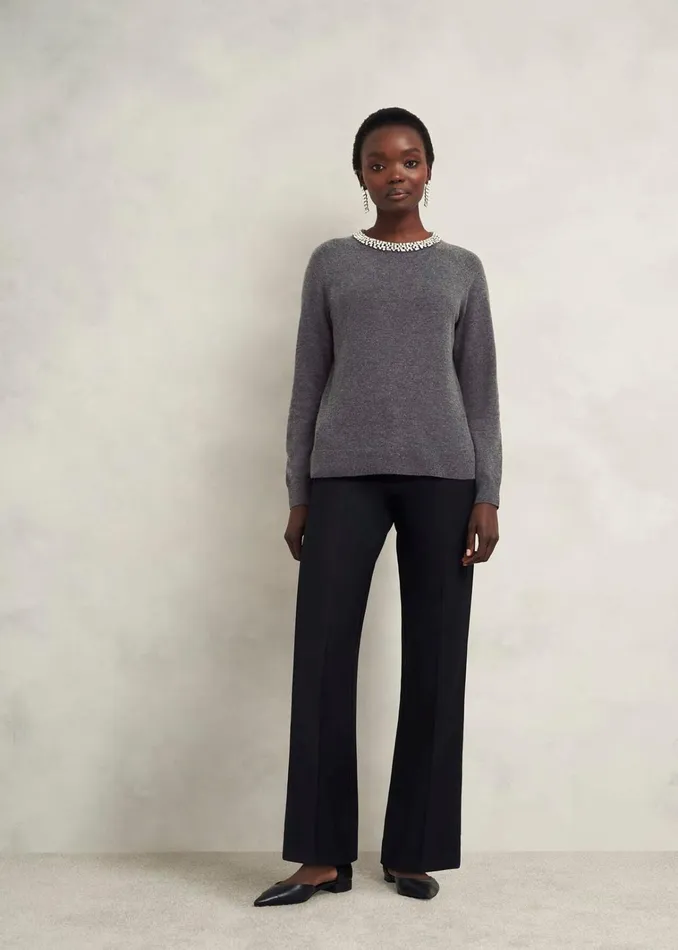 Women Sherry Jumper With Cashmere Charcoal Grey Hobbs Jumpers and Cardigans