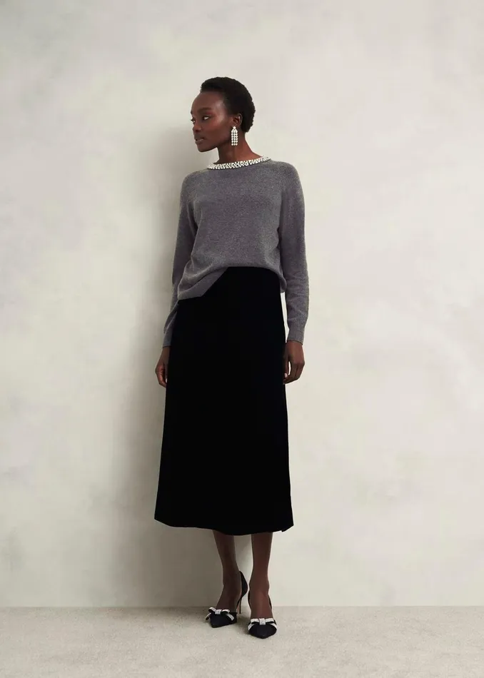 Women Sherry Jumper With Cashmere Charcoal Grey Hobbs Jumpers and Cardigans