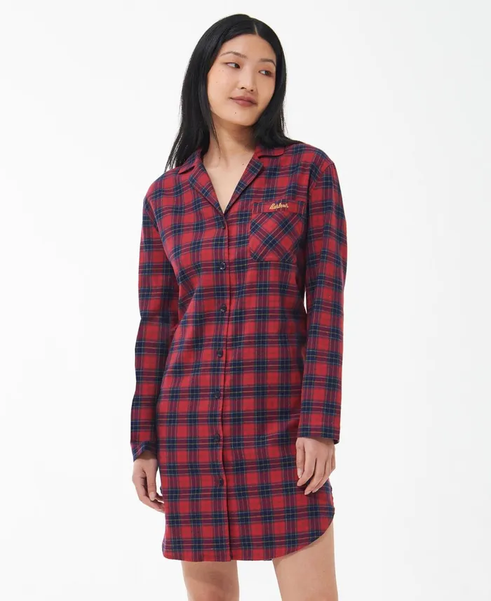 Women Shirts and Blouses Barbour Etta Nightshirt Small Red Tartan