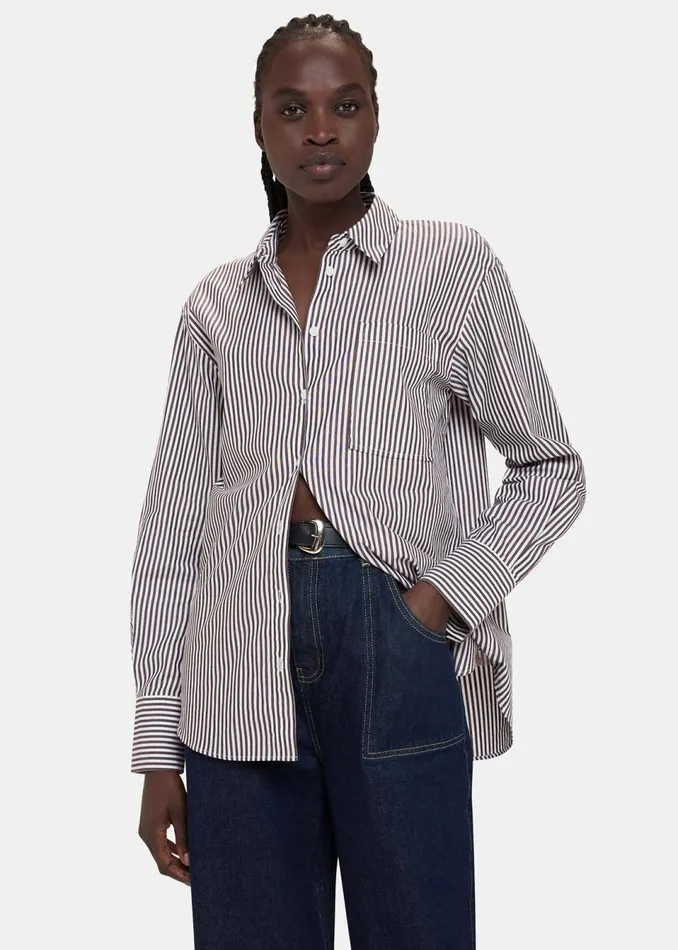 Women Shirts and Blouses Whistles Black Stripe Relaxed Fit Shirt