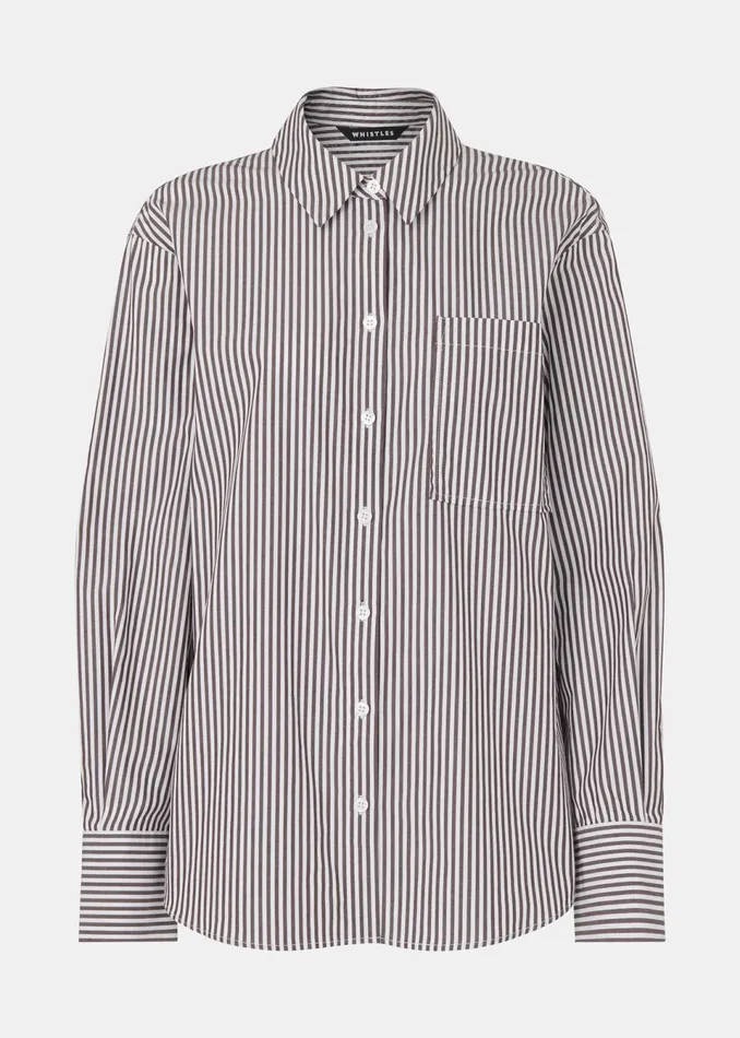 Women Shirts and Blouses Whistles Black Stripe Relaxed Fit Shirt