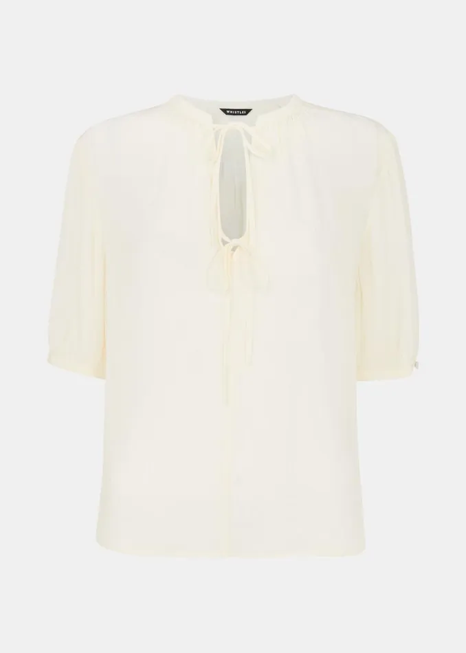 Women Shirts and Blouses Whistles White Jessie Tie Front Blouse
