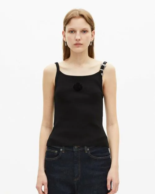 Women Shirts and Tops The Kooples Black Ribbed Tank Top Black