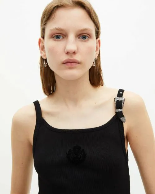Women Shirts and Tops The Kooples Black Ribbed Tank Top Black