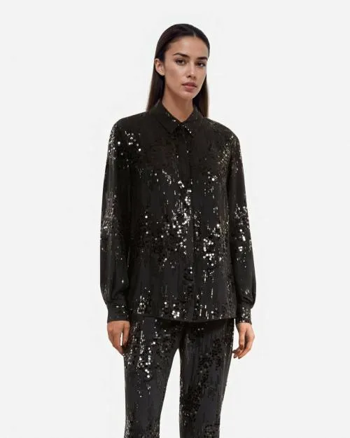 Women Shirts and Tops The Kooples Black Sequin Shirt Black