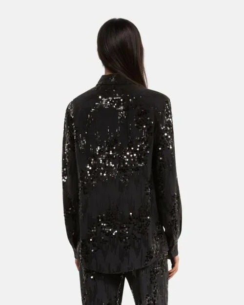 Women Shirts and Tops The Kooples Black Sequin Shirt Black