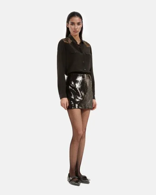 Women Shirts and Tops The Kooples Black Silk Shirt Black