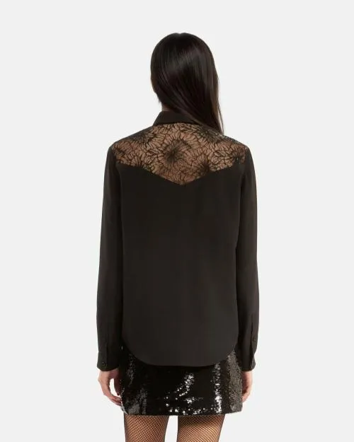 Women Shirts and Tops The Kooples Black Silk Shirt Black