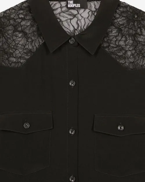 Women Shirts and Tops The Kooples Black Silk Shirt Black
