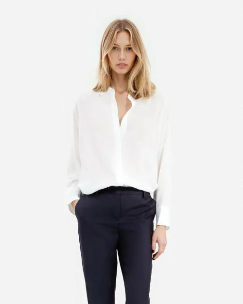 Women Shirts and Tops The Kooples Loose White Washed Silk Shirt White