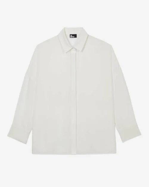 Women Shirts and Tops The Kooples Loose White Washed Silk Shirt White