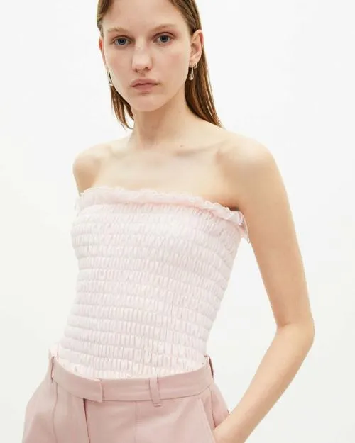 Women Shirts and Tops The Kooples Pink Smocked Bustier Top Lila