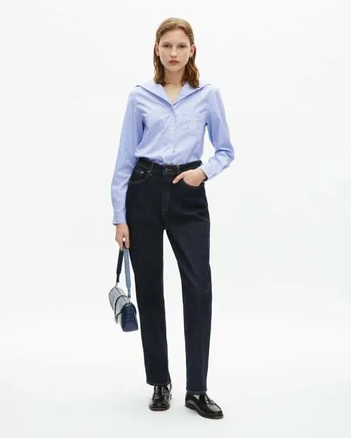 Women Shirts and Tops The Kooples Striped Poplin Shirt Blue White