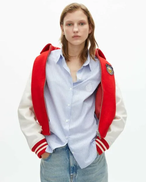 Women Shirts and Tops The Kooples Striped Poplin Shirt Blue White