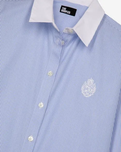 Women Shirts and Tops The Kooples Striped Poplin Shirt Blue White